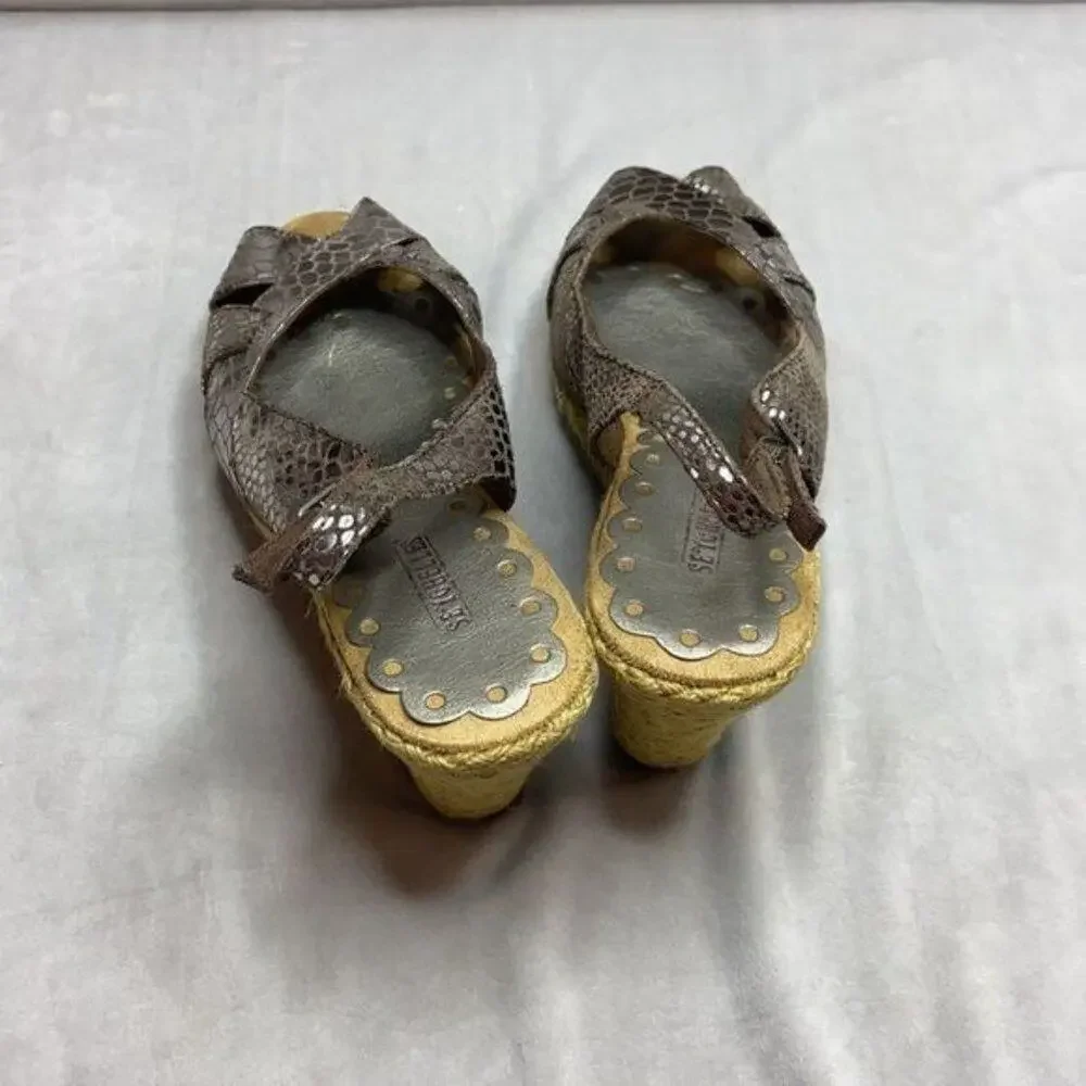 Seychelles Metallic Snake Skin Espadrille Wedges size 10